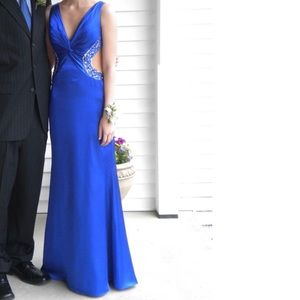 Jovani Royal Blue Open Back Gown Size 6